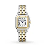 Cartier Panthère De Cartier Watch Medium Model, Quartz Movement, Yellow Gold, Steel W2PN0007
