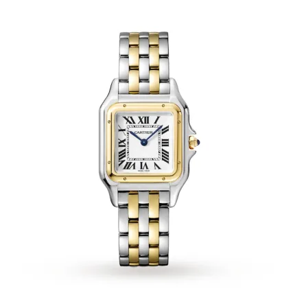 Cartier Panthère De Cartier Watch Medium Model, Quartz Movement, Yellow Gold, Steel W2PN0007