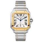 Cartier Santos De Cartier Watch Large Model, Automatic Movement, Yellow Gold, Steel, Interchangeable Metal And Leather Bracelets W2SA0009