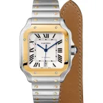 Cartier Santos De Cartier Watch Large Model, Automatic Movement, Yellow Gold, Steel, Interchangeable Metal And Leather Bracelets W2SA0009 - Image 2