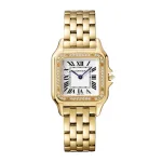Cartier Panthère De Cartier Watch Medium Model, Quartz Movement, Yellow Gold, Diamonds WJPN0016