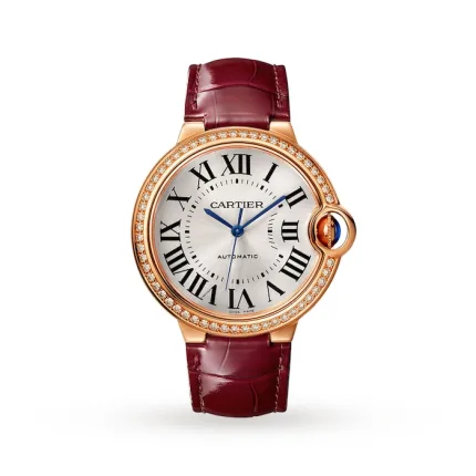 Cartier Ballon Bleu De Watch, 36mm, Rose Gold, Diamonds, Leather WJBB0034