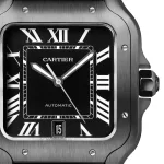 Cartier Santos De Cartier Watch Large Model, Automatic Movement, Steel, ADLC, Interchangeable Rubber And Leather Bracelets WSSA0039 - Image 4