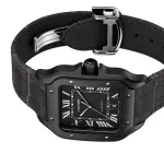 Cartier Santos De Cartier Watch Large Model, Automatic Movement, Steel, ADLC, Interchangeable Rubber And Leather Bracelets WSSA0039 - Image 7