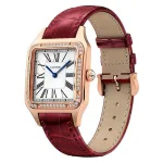 Cartier Santos-Dumont Watch Large Model, Rose Gold, Diamonds, Leather Strap WJSA0016 - Image 3