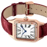 Cartier Santos-Dumont Watch Large Model, Rose Gold, Diamonds, Leather Strap WJSA0016 - Image 5