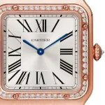 Cartier Santos-Dumont Watch Large Model, Rose Gold, Diamonds, Leather Strap WJSA0016 - Image 7