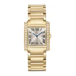 Cartier Tank Française Watch Medium Model, Quartz Movement, Yellow Gold, Diamonds WJTA0040