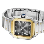 Cartier Santos De Cartier Watch, Large Model, Automatic Winding, Steel Case, Yellow Gold, Interchangeable Leather Strap W2SA0030 - Image 6