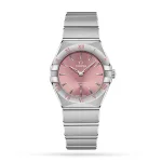 Omega Constellation Quartz Steel 28mm Ladies Watch Pink O13110286011001