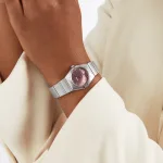 Omega Constellation Quartz Steel 28mm Ladies Watch Pink O13110286011001 - Image 3