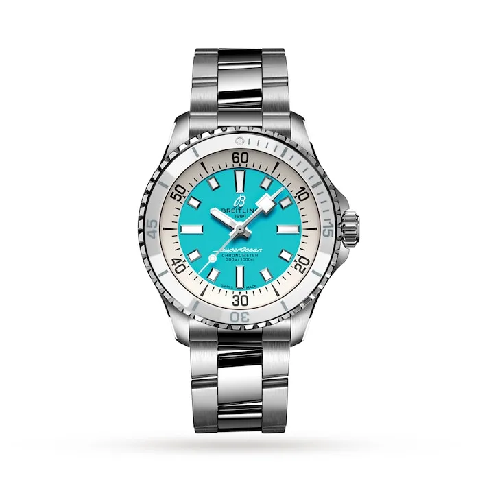 17532138_1 Breitling Superocean Automatic 36 Stainless Steel – Turquoise Watch A17377211C1A1 - Image 1