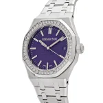 Audemars Piguet Royal Oak 15551BC.ZZ.1356BC.02 White Gold Purple Dial Diamond Bezel Special Edition (2023) - Image 8