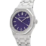 Audemars Piguet Royal Oak 15551BC.ZZ.1356BC.02 White Gold Purple Dial Diamond Bezel Special Edition (2023) - Image 7