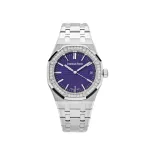 Audemars Piguet Royal Oak 15551BC.ZZ.1356BC.02 White Gold Purple Dial Diamond Bezel Special Edition (2023) - Image 2