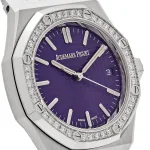 Audemars Piguet Royal Oak 15551BC.ZZ.1356BC.02 White Gold Purple Dial Diamond Bezel Special Edition (2023) - Image 11