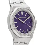 Audemars Piguet Royal Oak 15551BC.ZZ.1356BC.02 White Gold Purple Dial Diamond Bezel Special Edition (2023) - Image 9