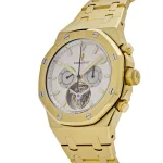 Audemars Piguet Royal Oak 25977BA.OO.1205BA.01 Chronograph ‘Tourbillon’ Yellow Gold Silver Dial (2004) - Image 6