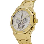 Audemars Piguet Royal Oak 25977BA.OO.1205BA.01 Chronograph ‘Tourbillon’ Yellow Gold Silver Dial (2004) - Image 5