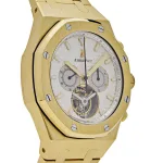 Audemars Piguet Royal Oak 25977BA.OO.1205BA.01 Chronograph ‘Tourbillon’ Yellow Gold Silver Dial (2004) - Image 8