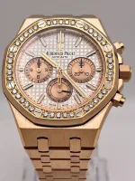 Audemars Piguet Royal Oak 26315OR.ZZ.1256OR.01 Chronograph Rose Gold Silver Dial Diamond Bezel (2021) - Image 3