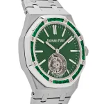 Audemars Piguet Royal Oak 26532IC.EE.1220TI.01 Selfwinding Flying Tourbillon Titanium White Gold Emerald Bezel Limited Edition (2024) - Image 5