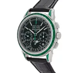 Patek Philippe Grand Complications 5271/13P-001 Perpetual Calendar Moon Phases Platinum Emerald Bezel Black Dial - Image 5