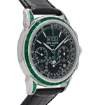Patek Philippe Grand Complications 5271/13P-001 Perpetual Calendar Moon Phases Platinum Emerald Bezel Black Dial - Image 7