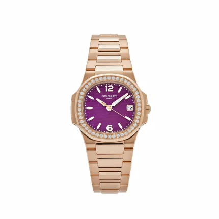 Patek Philippe Nautilus 7010/1R-013 ‘Ladies’ Quartz Rose Gold Purple Diamond Bezel (2024)