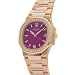 Patek Philippe Nautilus 7010/1R-013 ‘Ladies’ Quartz Rose Gold Purple Diamond Bezel (2024) - Image 4