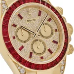 Rolex Daytona 126598TRU Yellow Gold Ruby Bezel Diamond Pave Dial - Image 8
