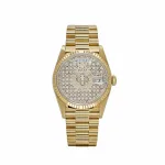 Rolex Day-Date 18238 Yellow Gold Skeleton Pavè Diamond Dial