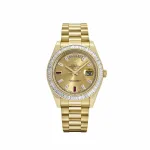 Rolex Day-Date 218398 Yellow Gold Champagne Dial Diamond Bezel - Image 2