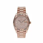 Rolex Day-Date 228235 Rose Gold Baguette Diamond Paved Dial - Image 2