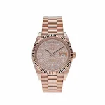 Rolex Day-Date 228235 Rose Gold Baguette Diamond Paved Dial